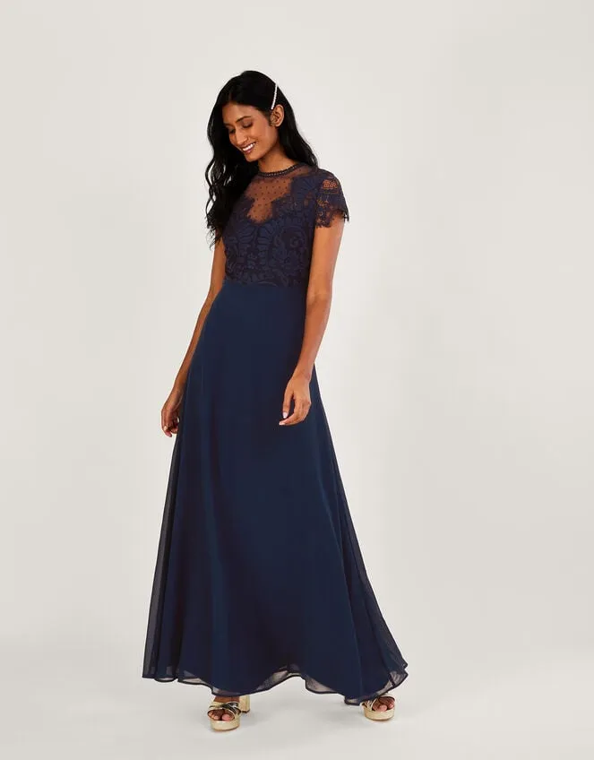 Women Diana Lace Maxi Dress Blue Monsoon Occasionwear