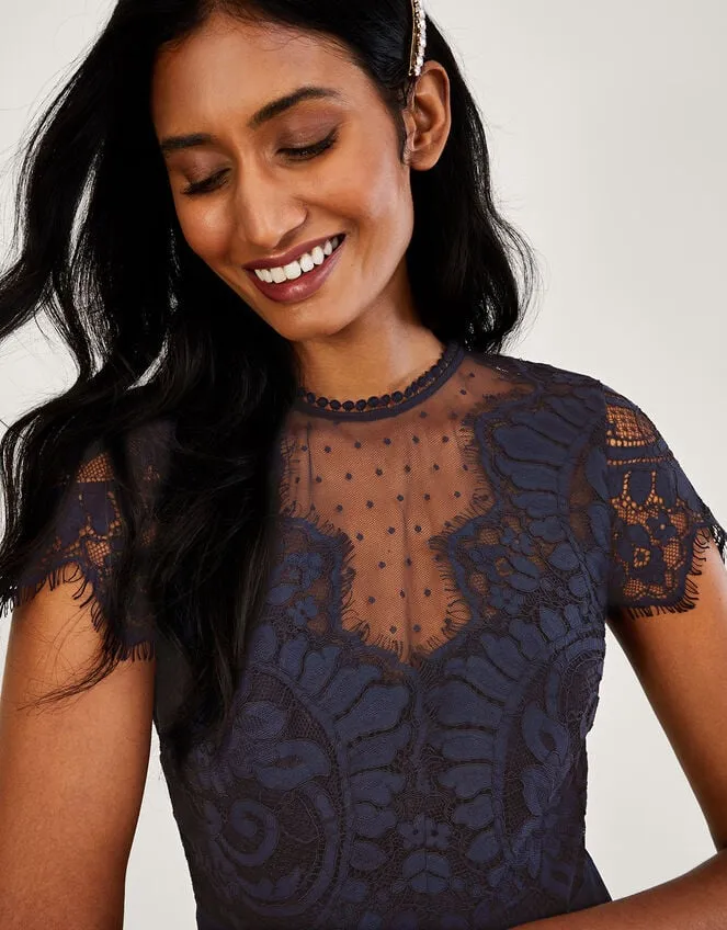 Women Diana Lace Maxi Dress Blue Monsoon Occasionwear
