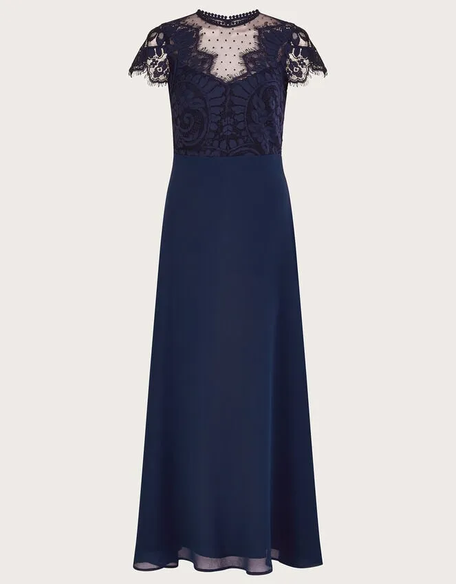Women Diana Lace Maxi Dress Blue Monsoon Occasionwear