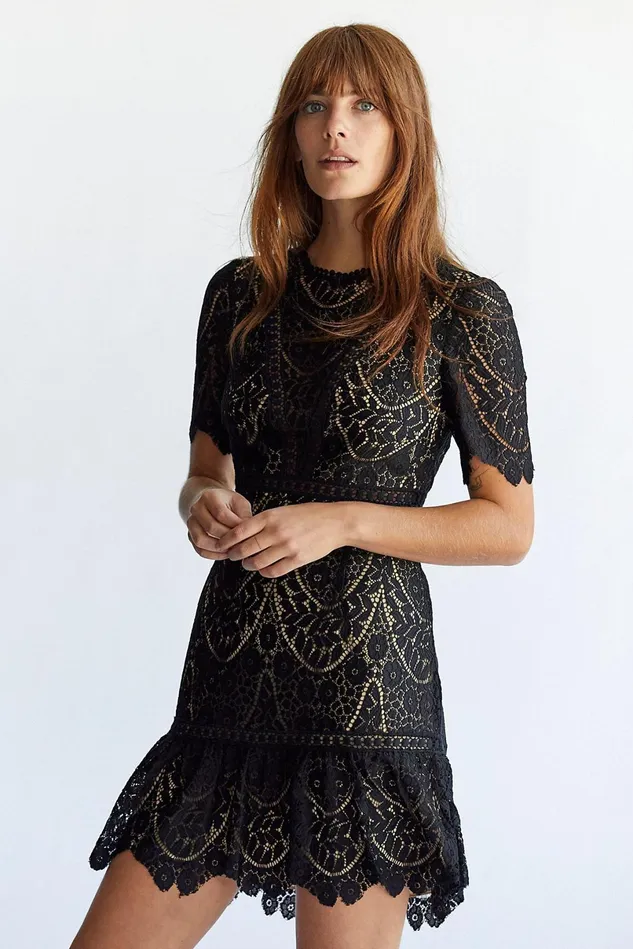 Women Dresses Free People Darian Lace Mini Dress Black