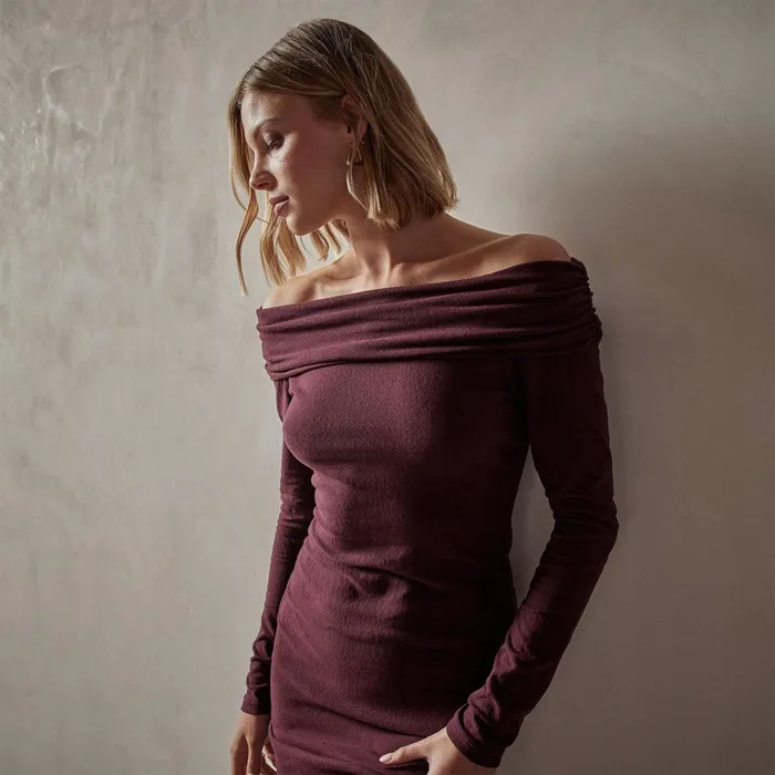 Women DressesJumpsuits James Perse Brushed Jersey Off The Shoulder Dress Cordova