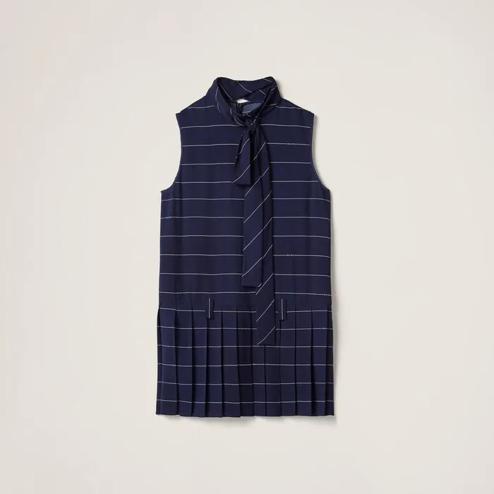 Women Dresses Miu Miu Striped Jersey Dress Bluewhite