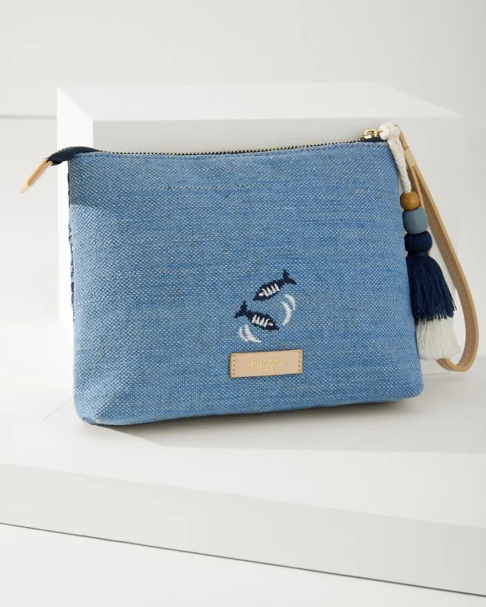 Women Embroidered Carina Crab Wristlet Blue Tommy Bahama Handbags and Clutches Women Embroidered Carina Crab Wristlet Blue Tommy Bahama Handbags and Clutches