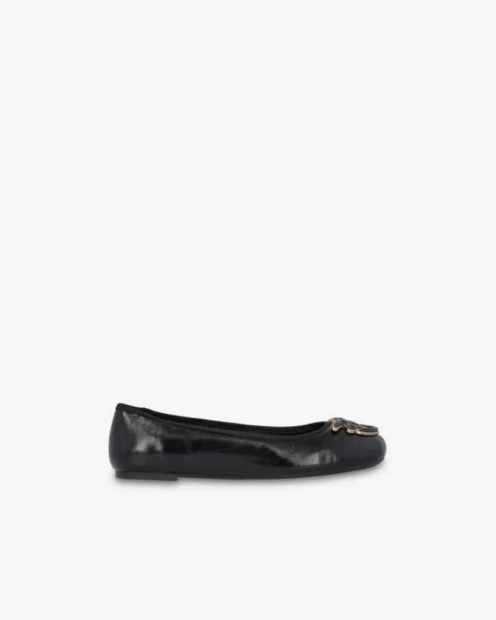 Women Flats Pinko Nappa Leather Ballerinas With Removable Ribbons Limo Black