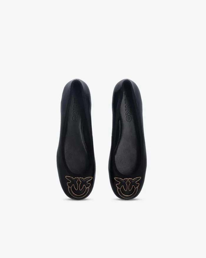 Women Flats Pinko Nappa Leather Ballerinas With Removable Ribbons Limo Black Women Flats Pinko Nappa Leather Ballerinas With Removable Ribbons Limo Black