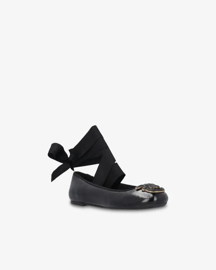 Women Flats Pinko Nappa Leather Ballerinas With Removable Ribbons Limo Black Women Flats Pinko Nappa Leather Ballerinas With Removable Ribbons Limo Black