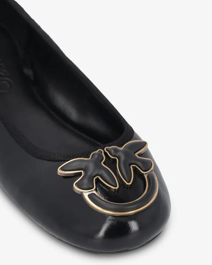 Women Flats Pinko Nappa Leather Ballerinas With Removable Ribbons Limo Black Women Flats Pinko Nappa Leather Ballerinas With Removable Ribbons Limo Black