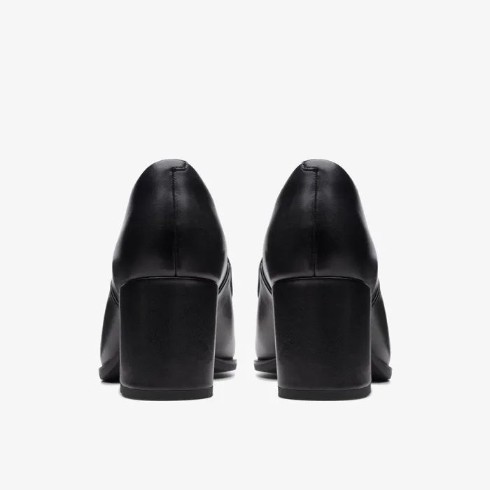 Women Freva 55 Lily Black Leather Clarks Heels and Pumps
