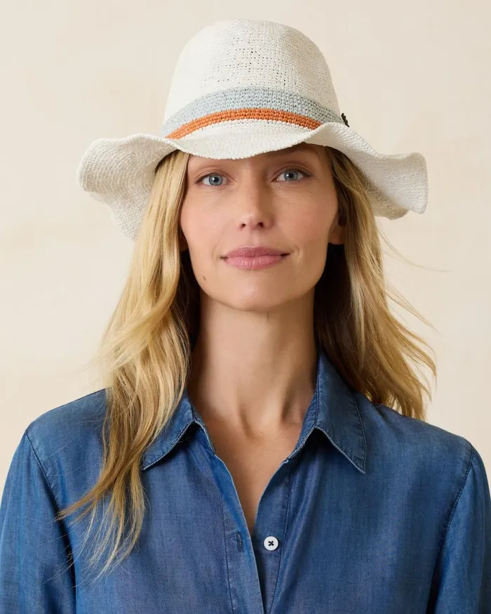 Women Gigi Crochet Raffia Hat Electric Tommy Bahama Hats and Caps