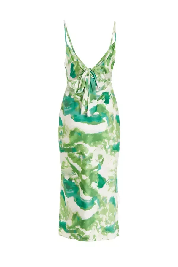 Women Green Marble Print Cowl Neck Midaxi Dress Quiz Clothing Dresses