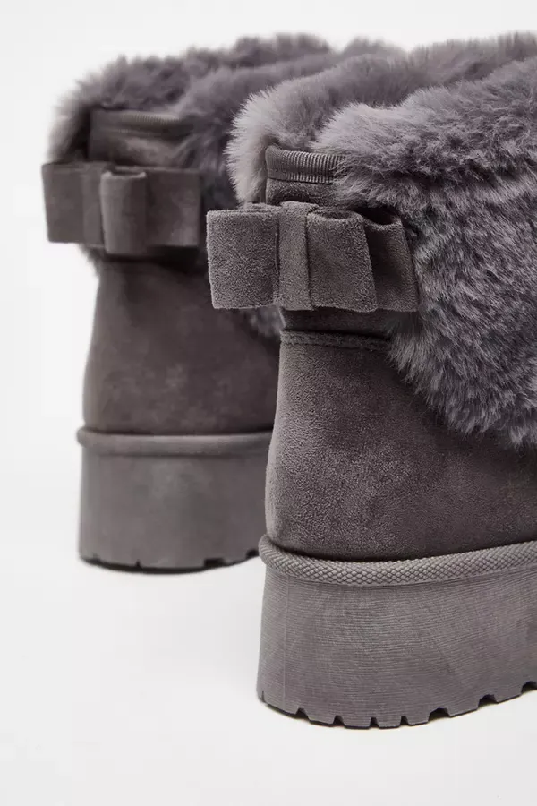 Women Grey Faux Suede Ankle Boots Quiz Clothing Ankle Boots
