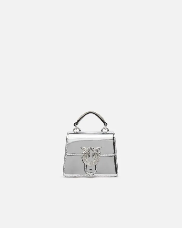 Women Handbags Pinko Metallic Micro Love Bag With Thin Shoulder Strap Silvershiny Nickel Women Handbags Pinko Metallic Micro Love Bag With Thin Shoulder Strap Silvershiny Nickel