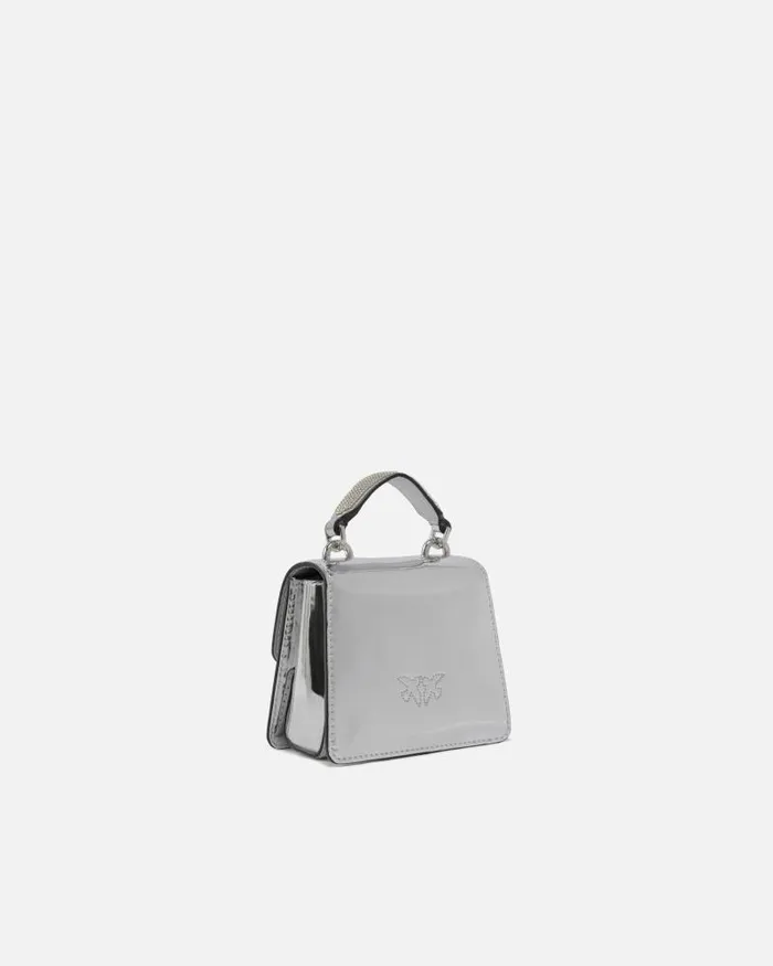 Women Handbags Pinko Metallic Micro Love Bag With Thin Shoulder Strap Silvershiny Nickel Women Handbags Pinko Metallic Micro Love Bag With Thin Shoulder Strap Silvershiny Nickel