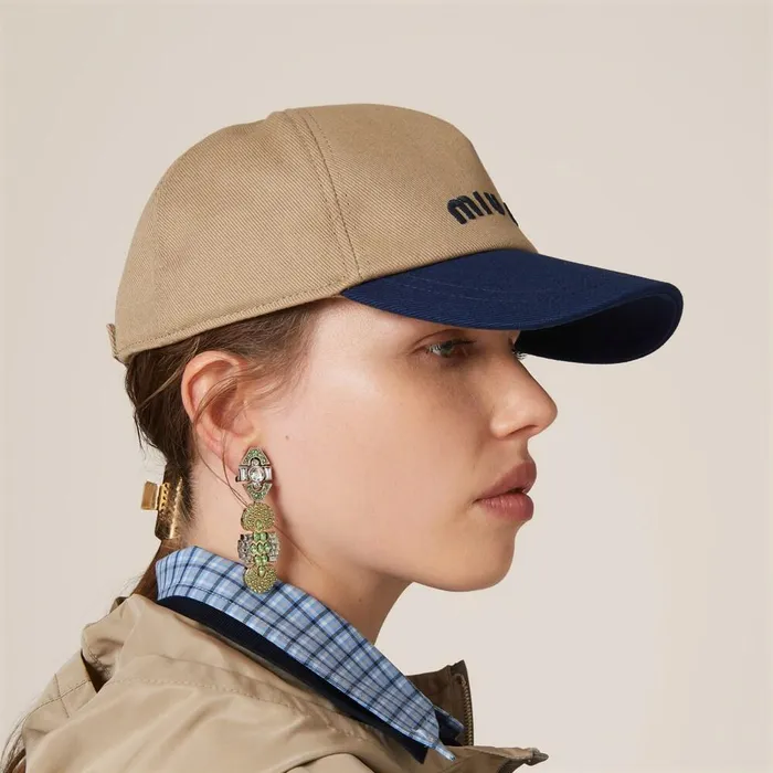 Women Hats And Gloves Miu Miu Drill Baseball Cap Khakiroyal Blue Women Hats And Gloves Miu Miu Drill Baseball Cap Khakiroyal Blue