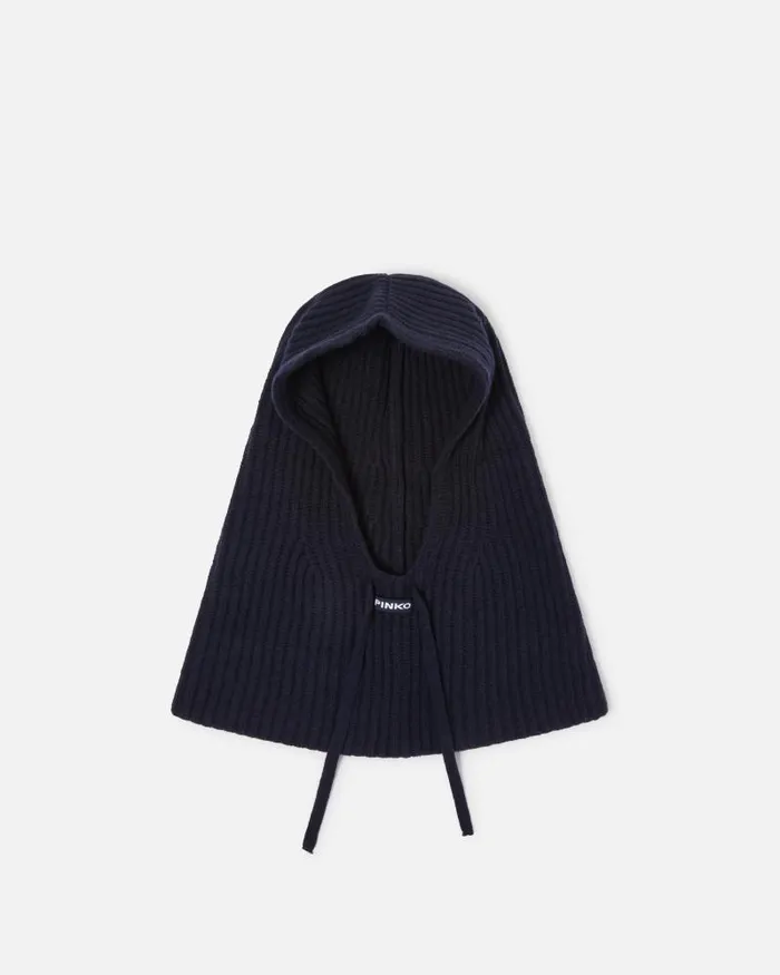 Women Hats Pinko Ribbed Cashmereblend Balaclava Dark Navy Blue