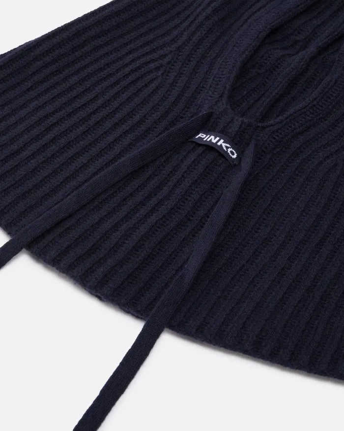 Women Hats Pinko Ribbed Cashmereblend Balaclava Dark Navy Blue Women Hats Pinko Ribbed Cashmereblend Balaclava Dark Navy Blue