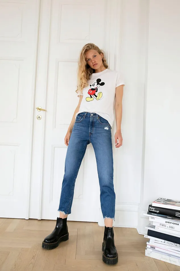 Women HighRise Jeans Free People Levis 501 Crop Jeans Charleston Fun