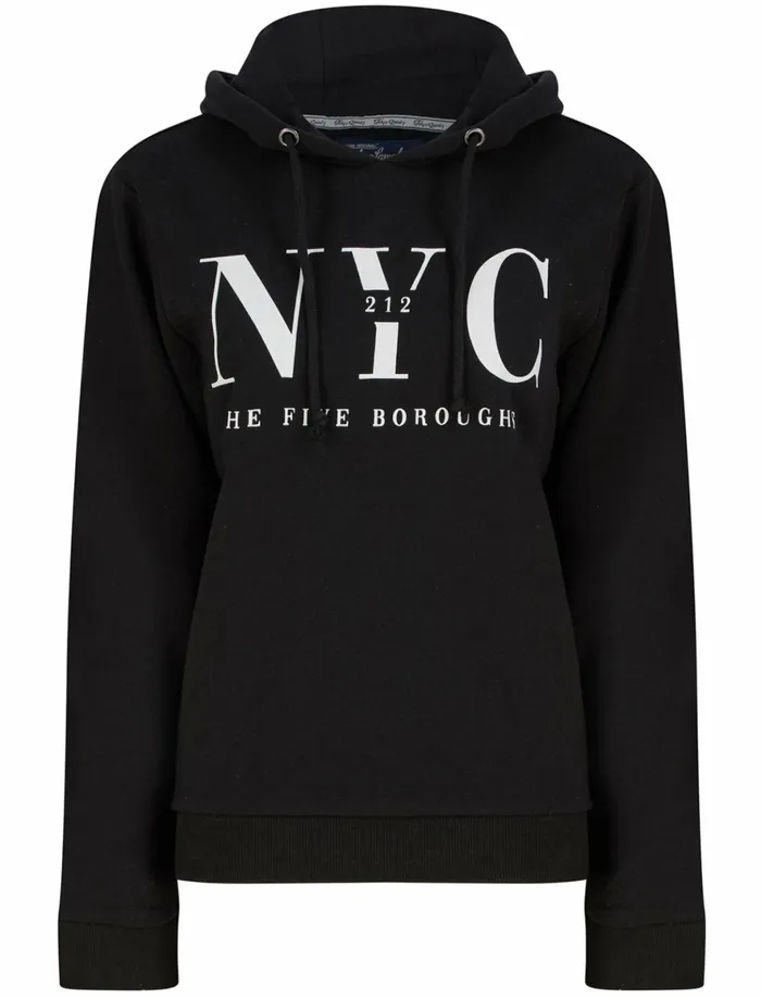 Women Hoodies and Sweatshirts Tokyo Laundry Nyc Borough Motif Brushback Fleece Pullover Hoodie In Jet Black 8211 Tokyo Laundry Black Women Hoodies and Sweatshirts Tokyo Laundry Nyc Borough Motif Brushback Fleece Pullover Hoodie In Jet Black 8211 Tokyo Laundry Black