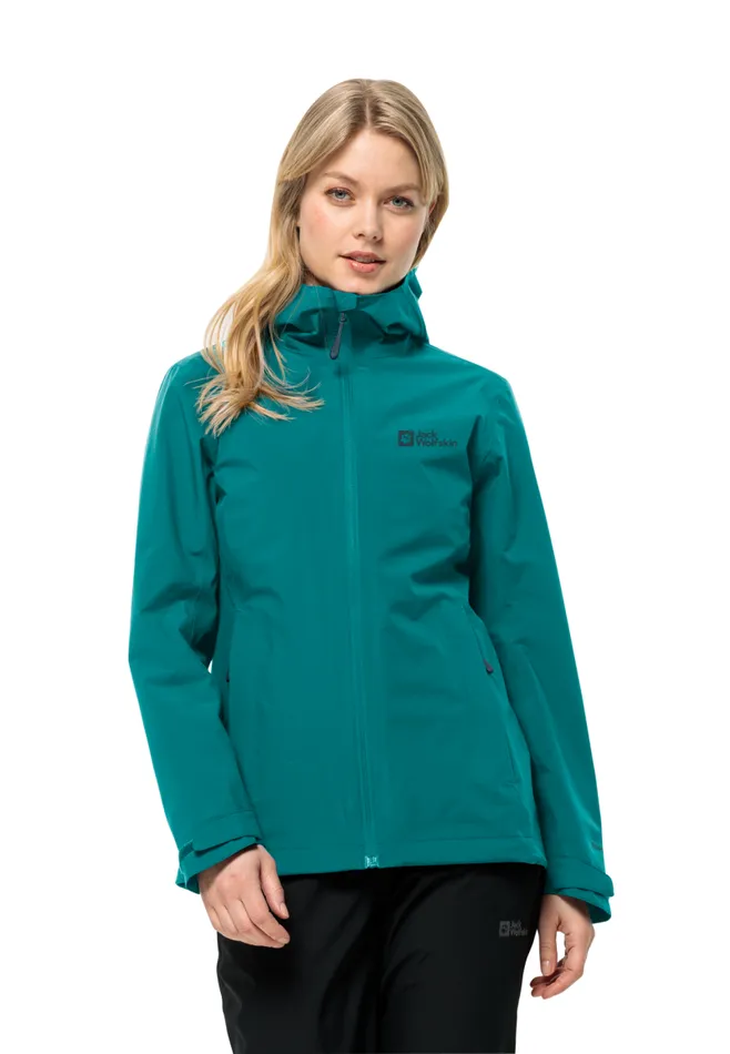 Women Jack Wolfskin Rain Jackets ROBURY 2L JKT W 8211 Petrol XS Womens Rain Jacket