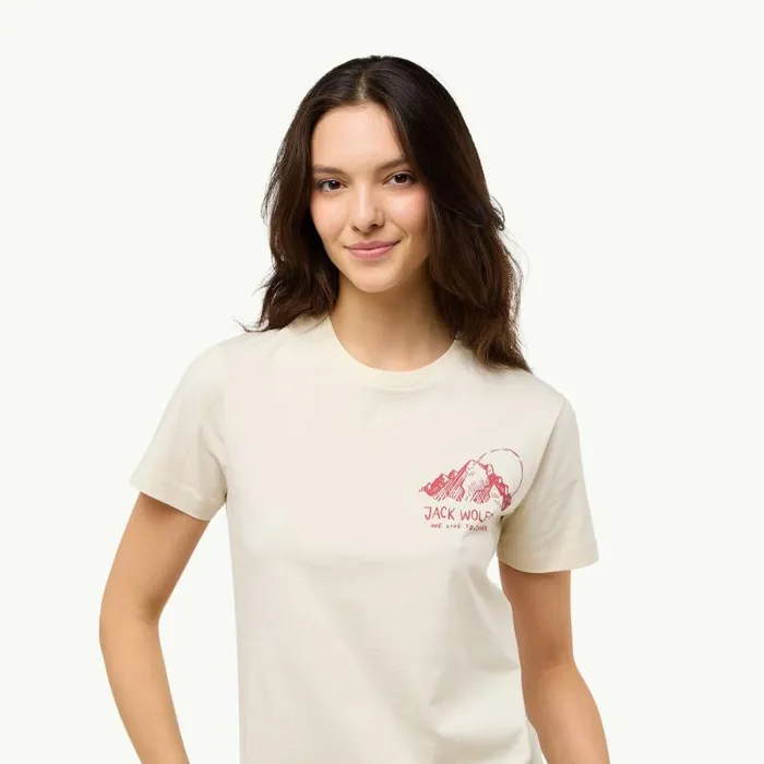 Women Jack Wolfskin Tshirts and Long Sleeves BERGBLICK T W 8211 Panna Cotta M Womens Organic Cotton Tshirt