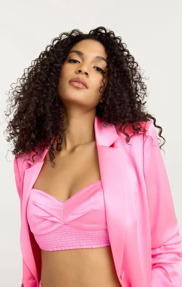 Women Jackets and Blazers Cinq Sept Satin Kylie Blazer Electric Pink