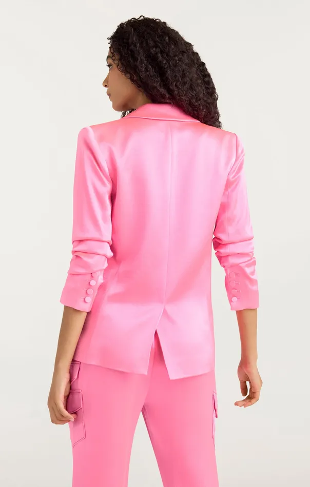 Women Jackets and Blazers Cinq Sept Satin Kylie Blazer Electric Pink