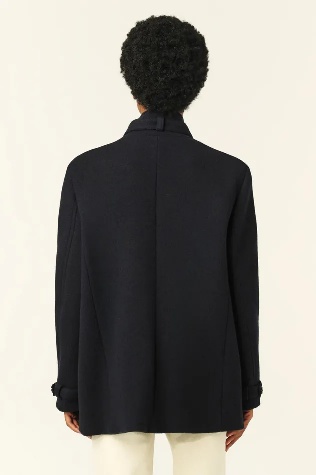 Women Jackets and Coats Baandsh StandUp Collar Peacoat Tanais Blue