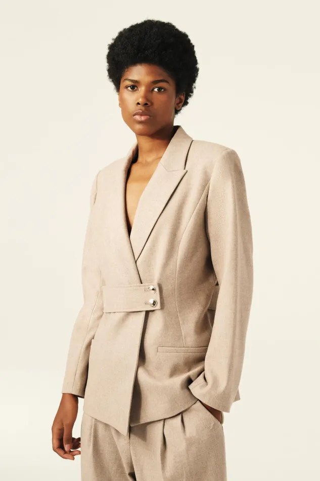 Women Jackets and Coats Baandsh Suit Jacket Bule Beige