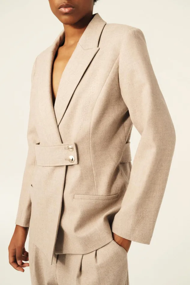 Women Jackets and Coats Baandsh Suit Jacket Bule Beige