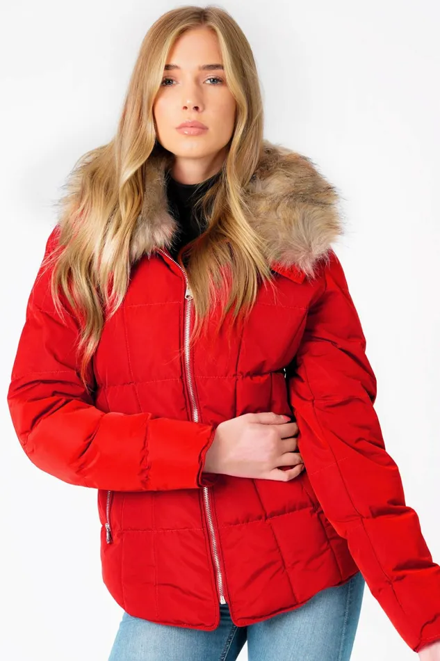 Women Jackets and Coats Tokyo Laundry Bertie Funnel Neck Quilted Puffer Jacket With Detachable Fur Trim In Crimson 8211 Tokyo Laundry Red Women Jackets and Coats Tokyo Laundry Bertie Funnel Neck Quilted Puffer Jacket With Detachable Fur Trim In Crimson 8211 Tokyo Laundry Red