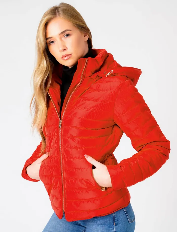 Women Jackets and Coats Tokyo Laundry Ginger 2 Quilted Hooded Puffer Jacket In Crimson 8211 Tokyo Laundry Red