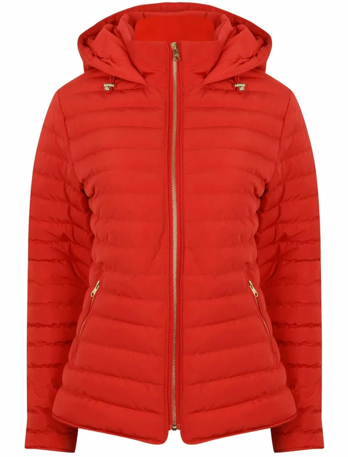 Women Jackets and Coats Tokyo Laundry Ginger 2 Quilted Hooded Puffer Jacket In Crimson 8211 Tokyo Laundry Red