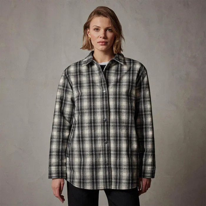 Women JacketsOuterwear James Perse Sherpa Lined Plaid Jacket Blackwhite