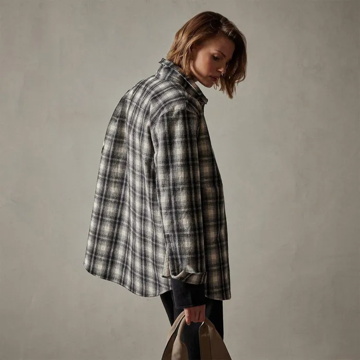 Women JacketsOuterwear James Perse Sherpa Lined Plaid Jacket Blackwhite