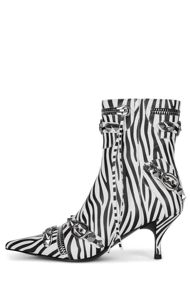 Women Jeffrey Campbell Ankle To Mid ALTROCK Black White Zebra