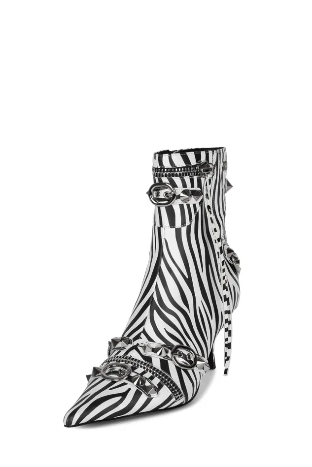 Women Jeffrey Campbell Ankle To Mid ALTROCK Black White Zebra