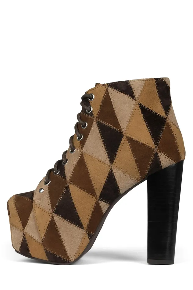 Women Jeffrey Campbell Boot LITAPW Tan Suede Multi