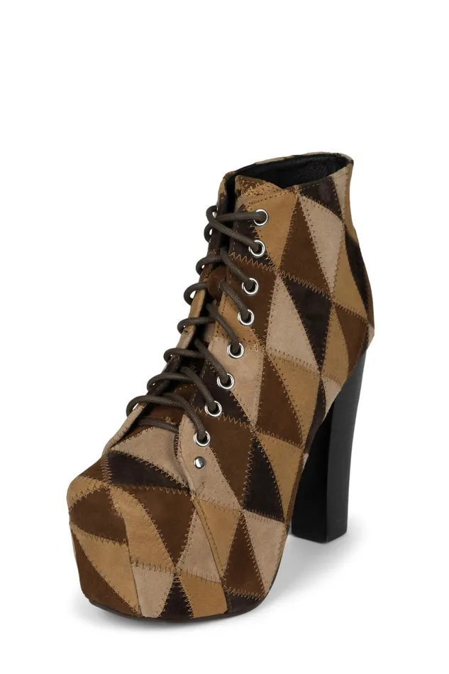 Women Jeffrey Campbell Boot LITAPW Tan Suede Multi