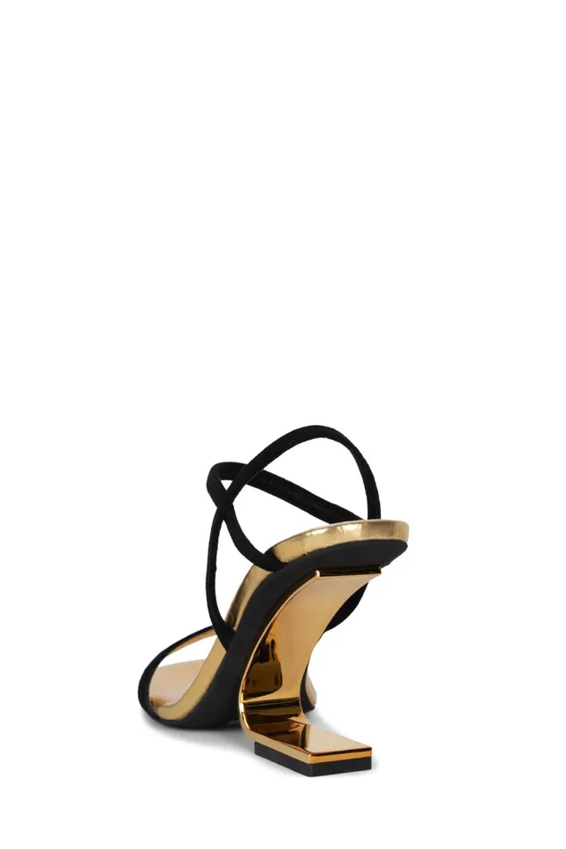 Women Jeffrey Campbell Heel GEOMETRIC Black Suede Gold