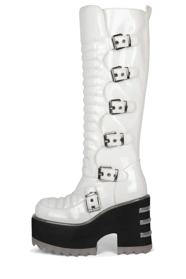 Women Jeffrey Campbell Knee To Thigh ZENONKH White Patent
