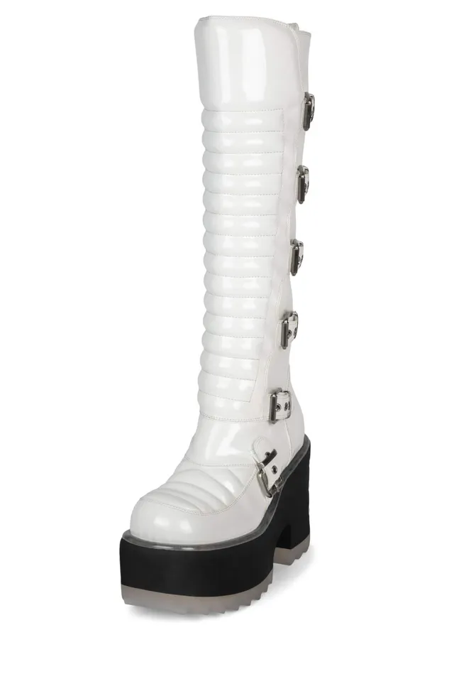 Women Jeffrey Campbell Knee To Thigh ZENONKH White Patent