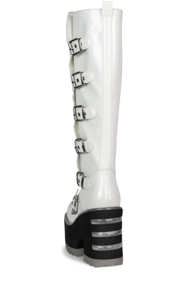 Women Jeffrey Campbell Knee To Thigh ZENONKH White Patent