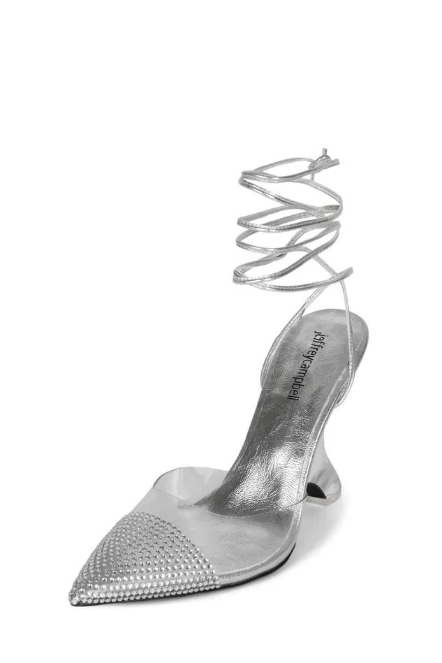 Women Jeffrey Campbell Mule BIGEGO Silver Clear