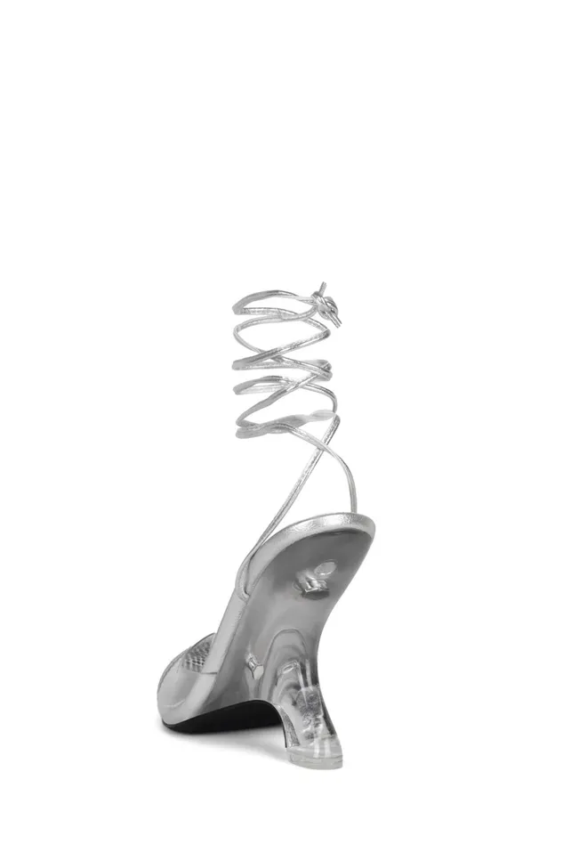 Women Jeffrey Campbell Mule BIGEGO Silver Clear