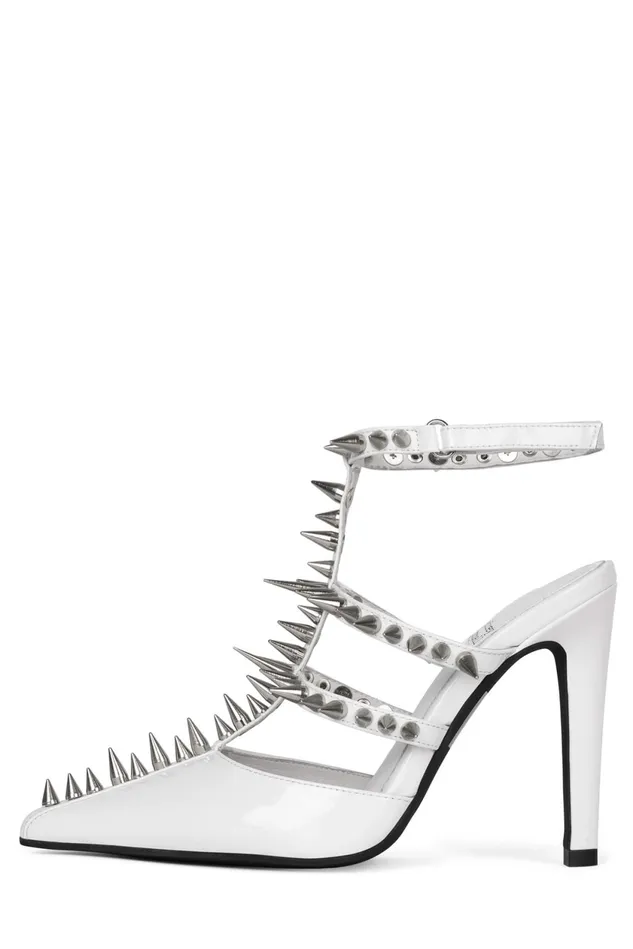Women Jeffrey Campbell Mule STEPBACK White Patent Silver