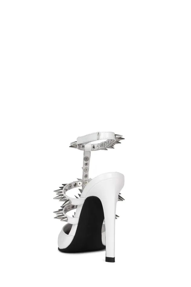 Women Jeffrey Campbell Mule STEPBACK White Patent Silver
