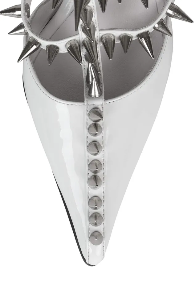Women Jeffrey Campbell Mule STEPBACK White Patent Silver