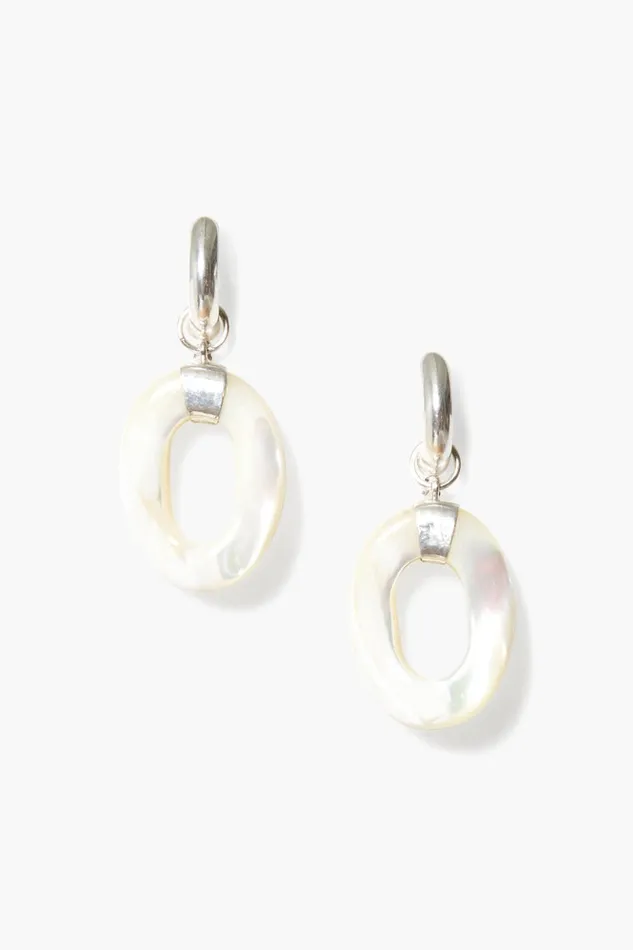 Women Jordan Hoop Earrings White MOP Chan Luu Earrings
