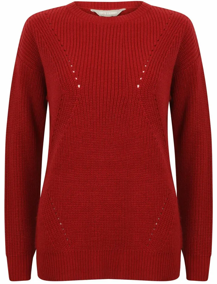Women Jumpers and Cardigans Tokyo Laundry Belle Pointelle Fisherman Knit Jumper In Crimson 8211 Tokyo Laundry Red Women Jumpers and Cardigans Tokyo Laundry Belle Pointelle Fisherman Knit Jumper In Crimson 8211 Tokyo Laundry Red