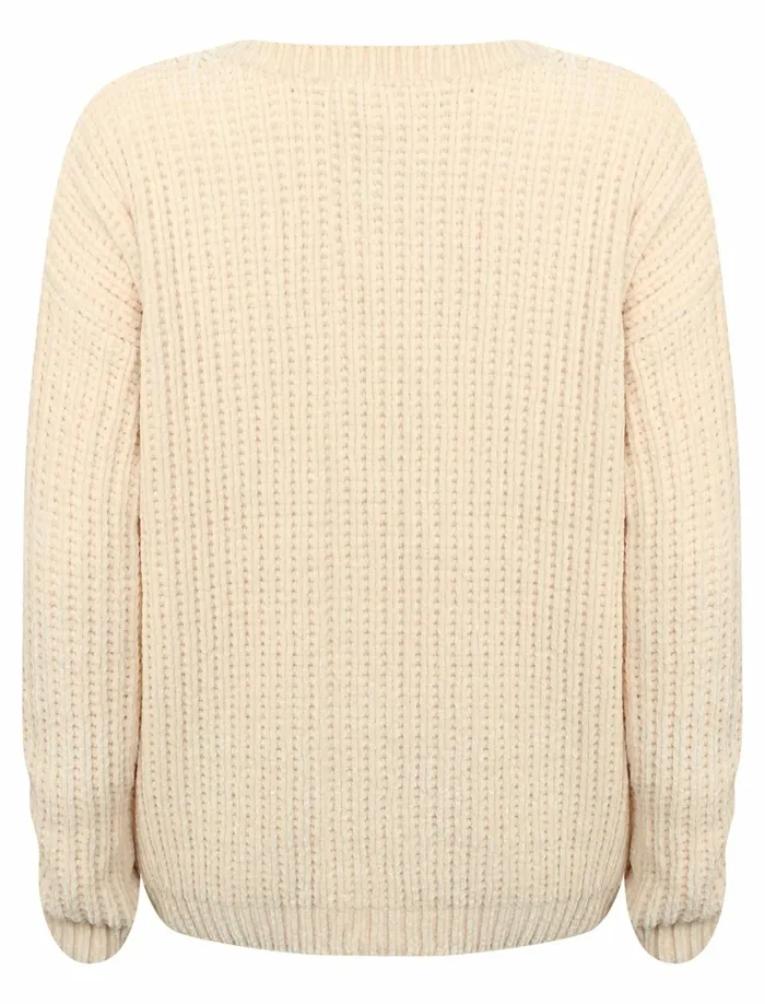 Women Jumpers and Cardigans Tokyo Laundry Moonlight Crew Neck Chenille Knitted Jumper In Clotted Cream 8211 Tokyo Laundry Cream